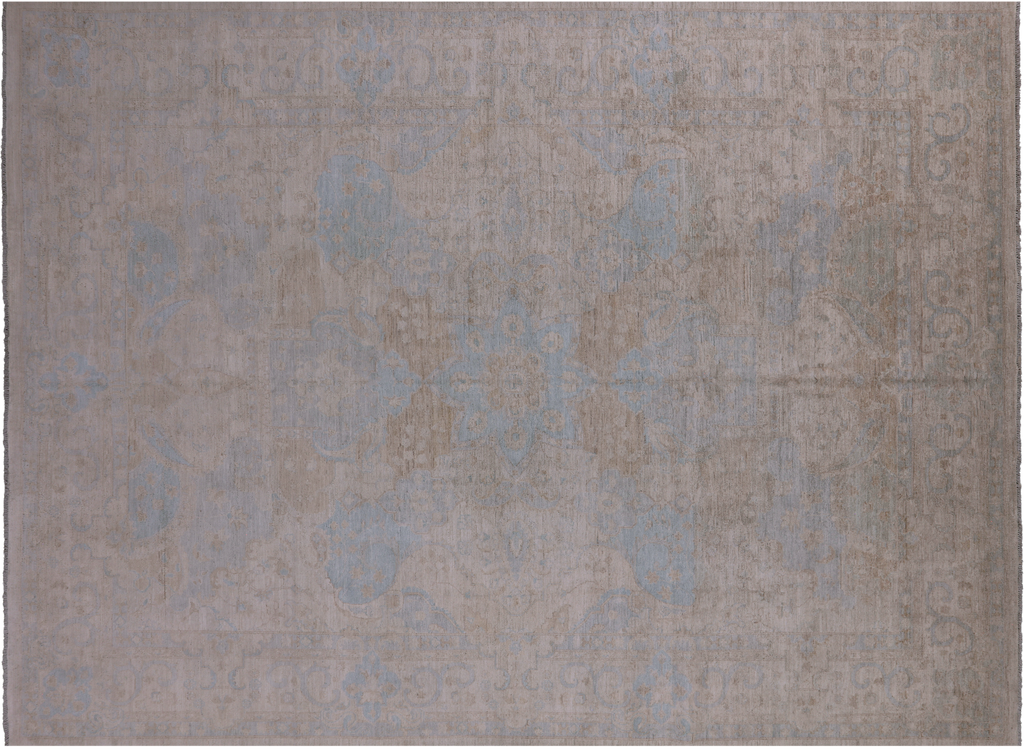 Ivory 8' 7" X 11' 9" Turkish Oushak Handmade Wool Rug - Q18804