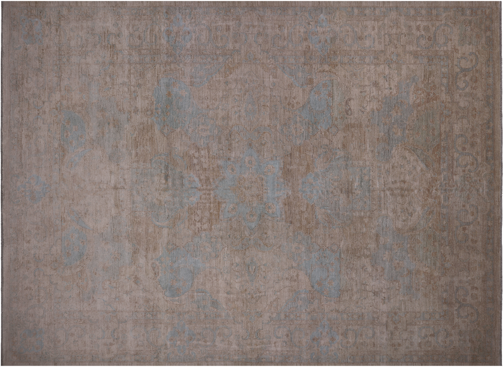 Ivory 8' 7" X 11' 9" Turkish Oushak Handmade Wool Rug - Q18804