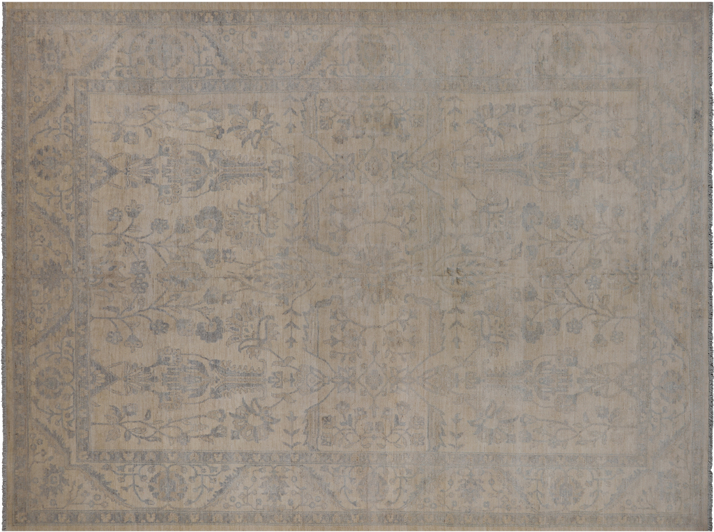 Ivory Turkish Oushak Handmade Rug 9' 0" X 11' 9" - Q18811