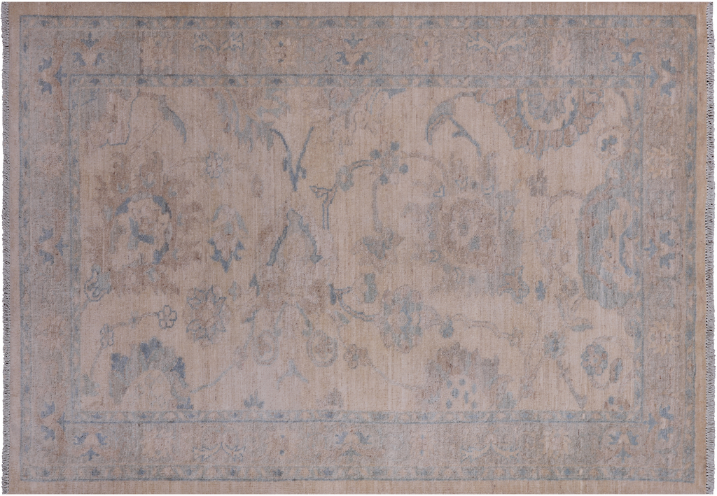 Ivory 4' 2" X 5' 8" Turkish Oushak Hand Knotted Wool Rug - Q18833