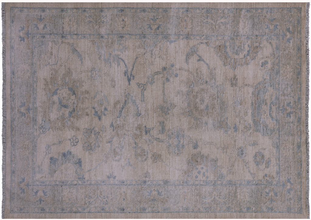 Ivory 4' 2" X 5' 8" Turkish Oushak Hand Knotted Wool Rug - Q18833