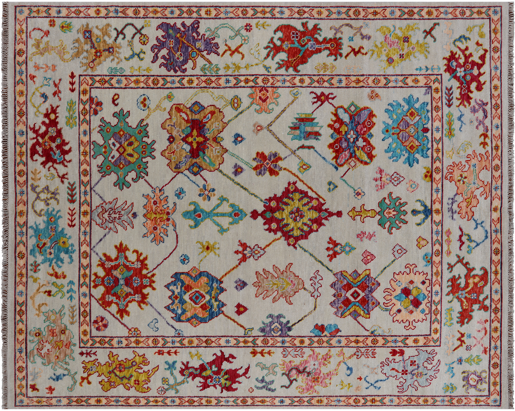 SUPER SALE 8' 2" X 10' 2" Hand-Knotted Turkish Angora Oushak Wool Rug - Q18939