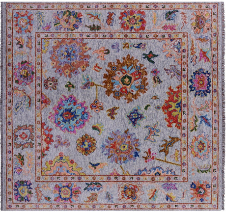 Square Turkish Oushak Hand-Knotted Wool Rug - Manhattan Rugs