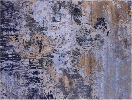 Wool & Silk Abstract Hand-Knotted Rug - Manhattan Rugs