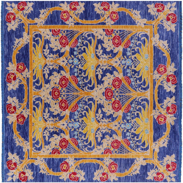 9' Square Handmade William Morris Wool Rug – Manhattan Rugs