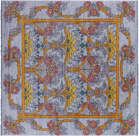Square William Morris Handmade Wool Rug - Manhattan Rugs