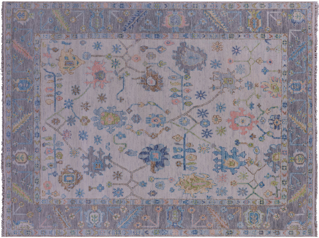 Ivory 7' 10" X 10' 8" Turkish Angora Oushak Hand-Knotted Wool Rug - Q19095