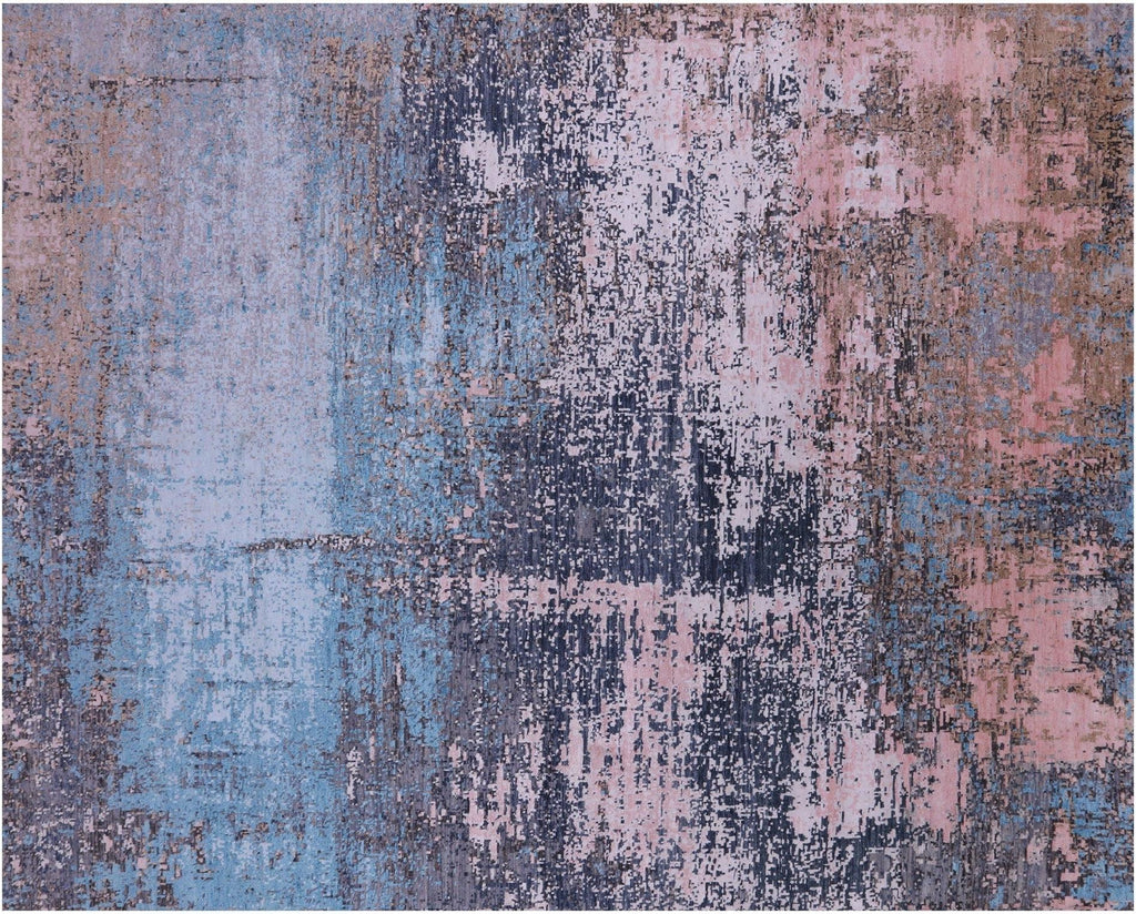 Hand Knotted Wool & Silk Abstract Rug - Manhattan Rugs
