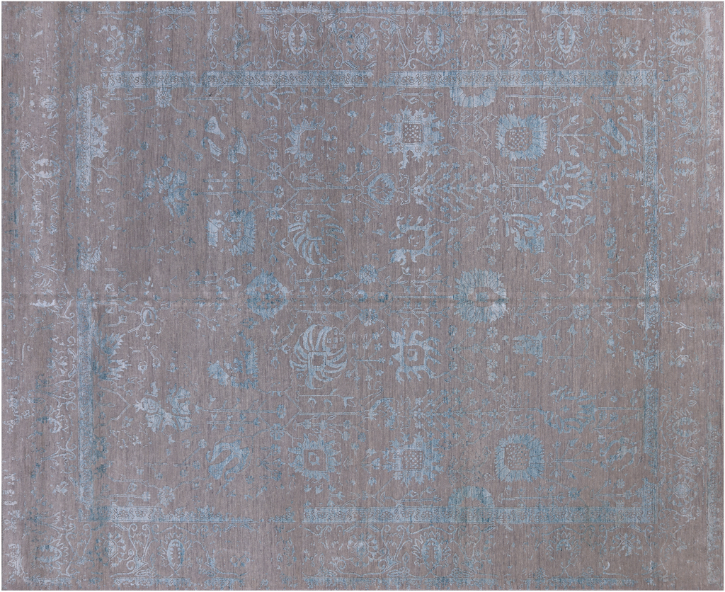 Grey Persian Tabriz Wool & Silk Handmade Rug 8' 0" X 10' 1" - Q19124