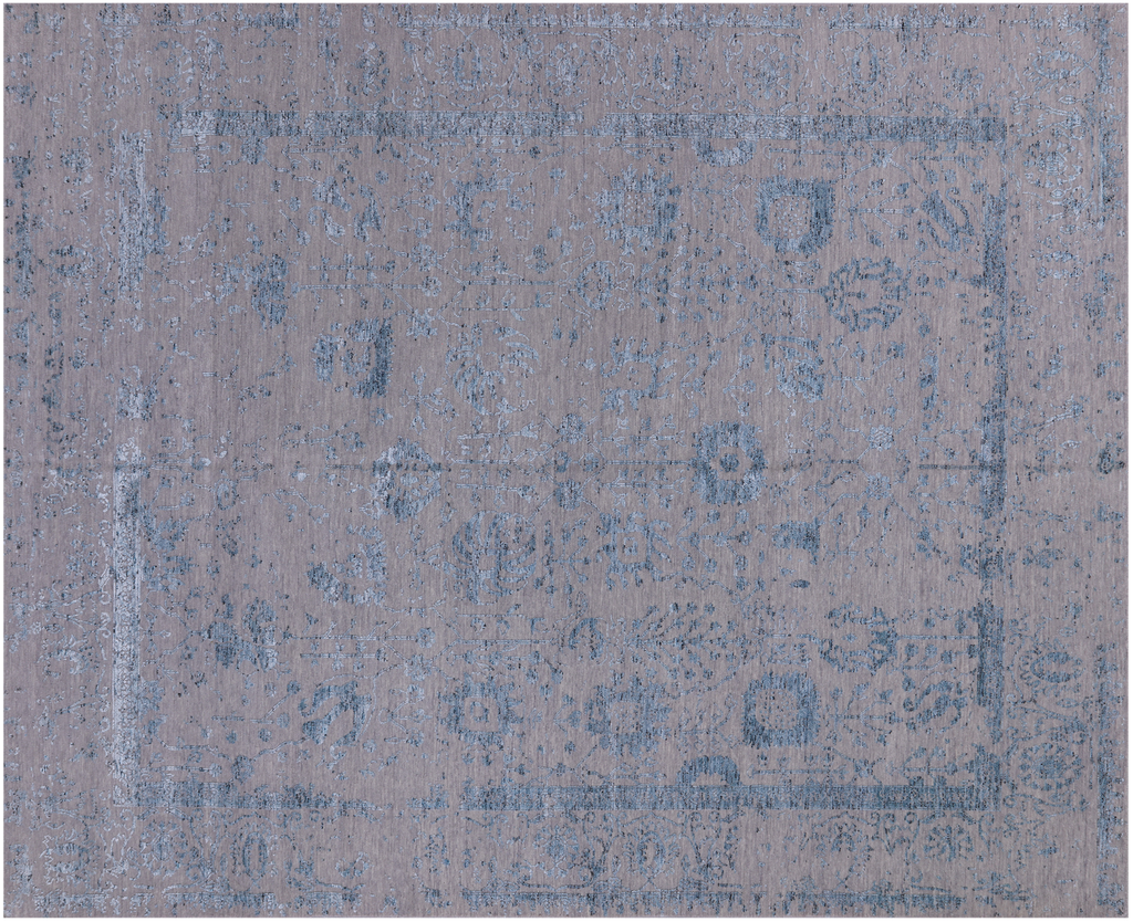 Grey 7' 11" X 9' 8" Persian Tabriz Handmade Wool & Silk Rug - Q19131
