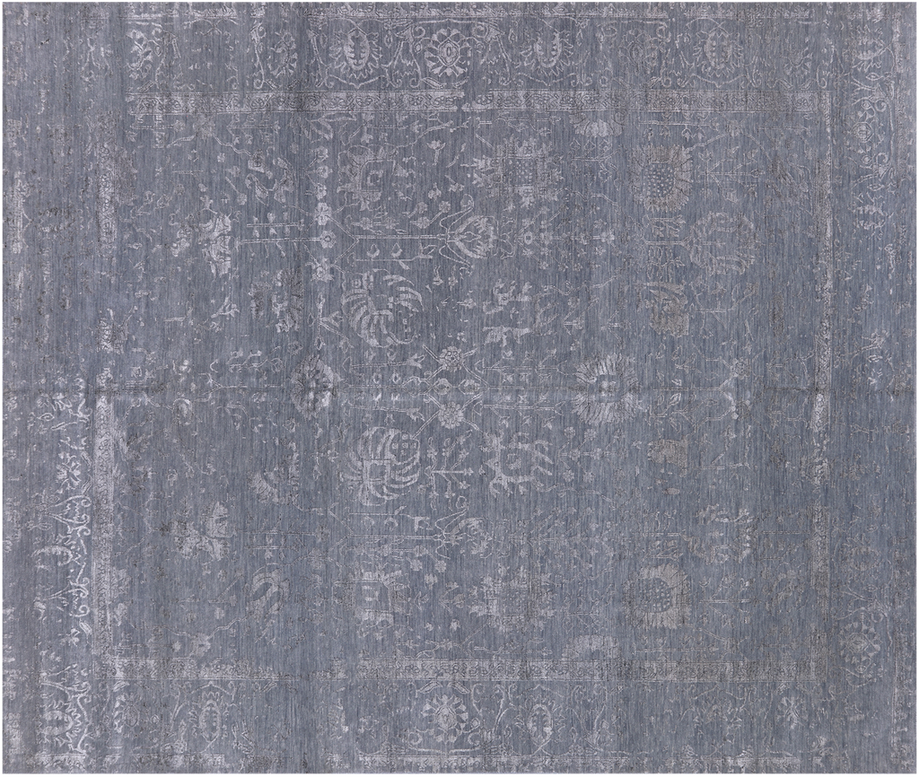 Grey Persian Tabriz Hand-Knotted Wool & Silk Rug 8' 0" X 9' 8" - Q19140