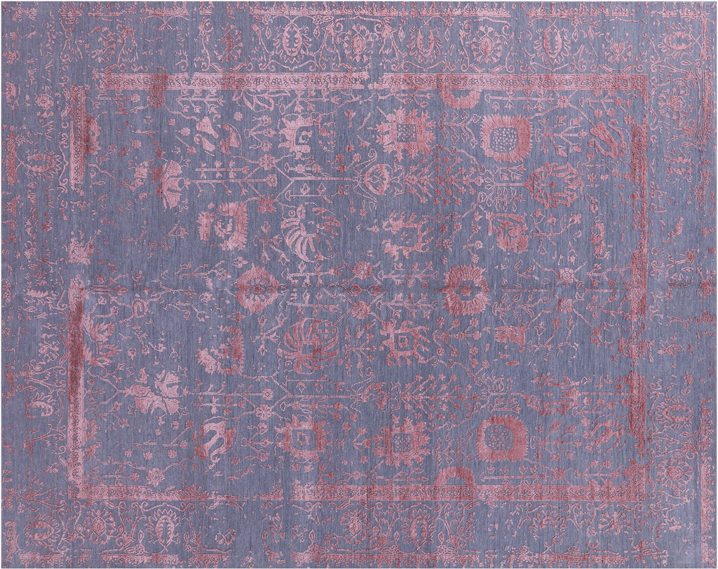 SUPER SALE Grey Wool & Silk Persian Tabriz Handmade Rug 8' 0" X 10' 2" - Q19153