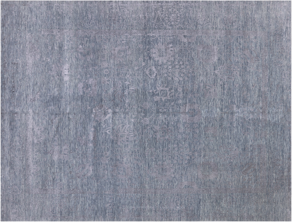 Grey Hand Knotted Persian Tabriz Wool & Silk Rug 9' 0" X 12' 0" - Q19158