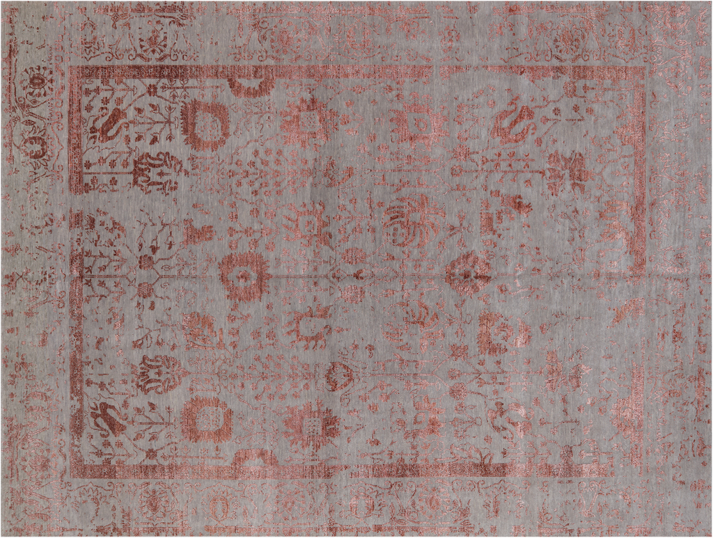 Grey Persian Tabriz Hand-Knotted Wool & Silk Rug 9' 0" X 12' 0" - Q19164