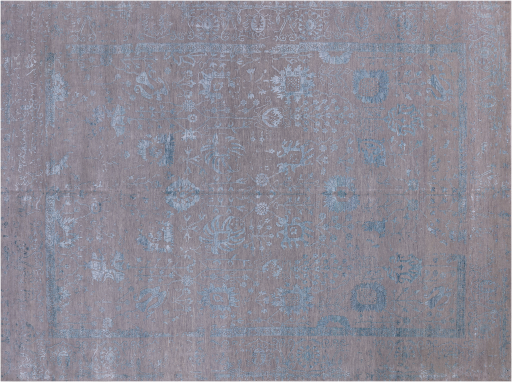 Grey 9' 0" X 12' 0" Persian Tabriz Wool & Silk Handmade Rug - Q19200