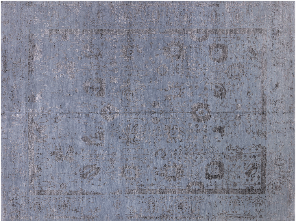 Grey Handmade Persian Tabriz Wool & Silk Rug 8' 10" X 12' 1" - Q19201