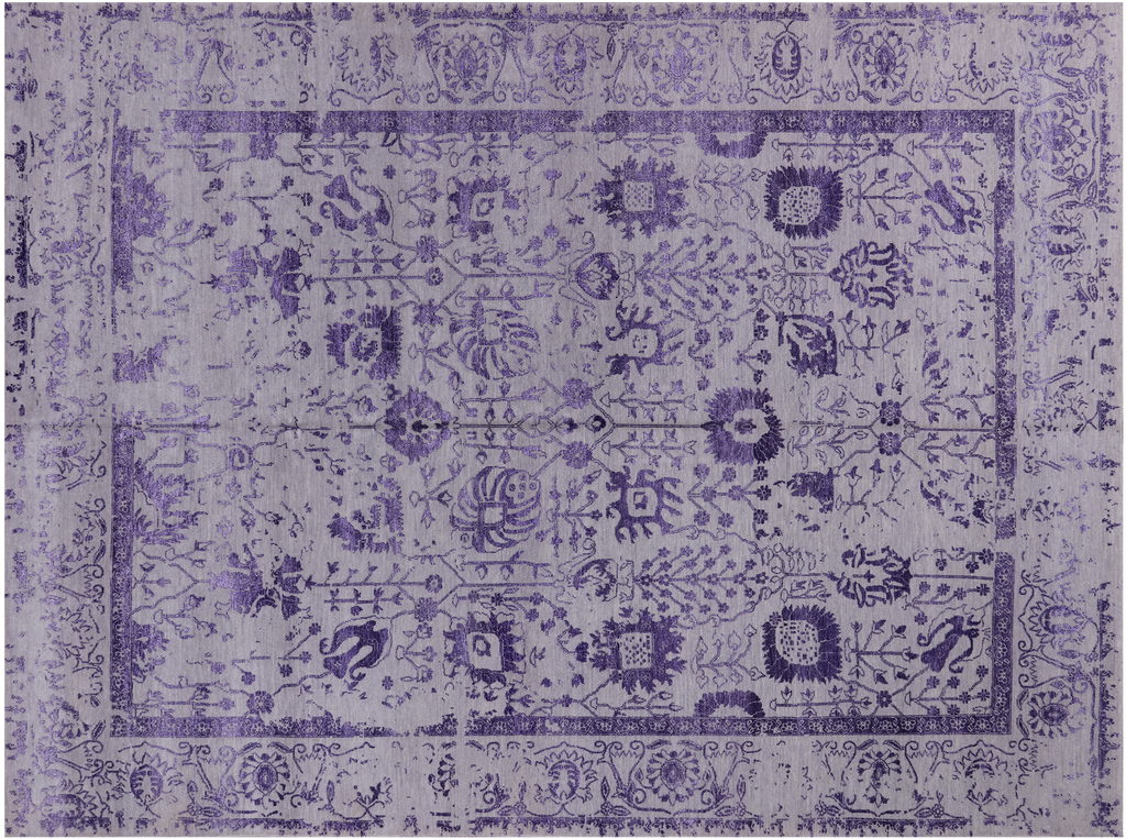 Grey Wool & Silk Handmade Persian Tabriz Rug 8' 7" X 11' 8" - Q19204