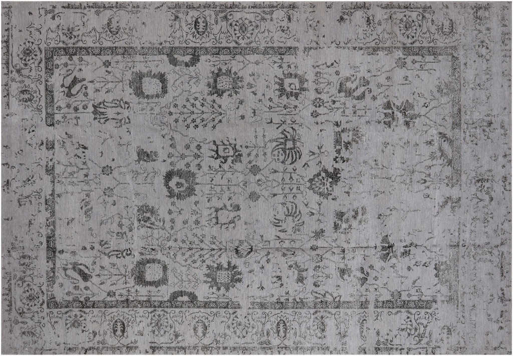 Grey Hand-Knotted Persian Tabriz Wool & Silk Rug 9' 11" X 14' 3" - Q19214
