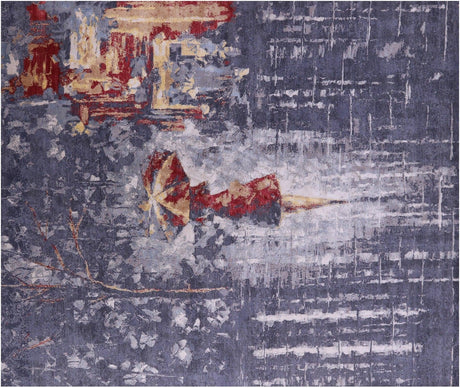 Woman Under The Rain Hand Knotted Wool & Silk Rug - Manhattan Rugs
