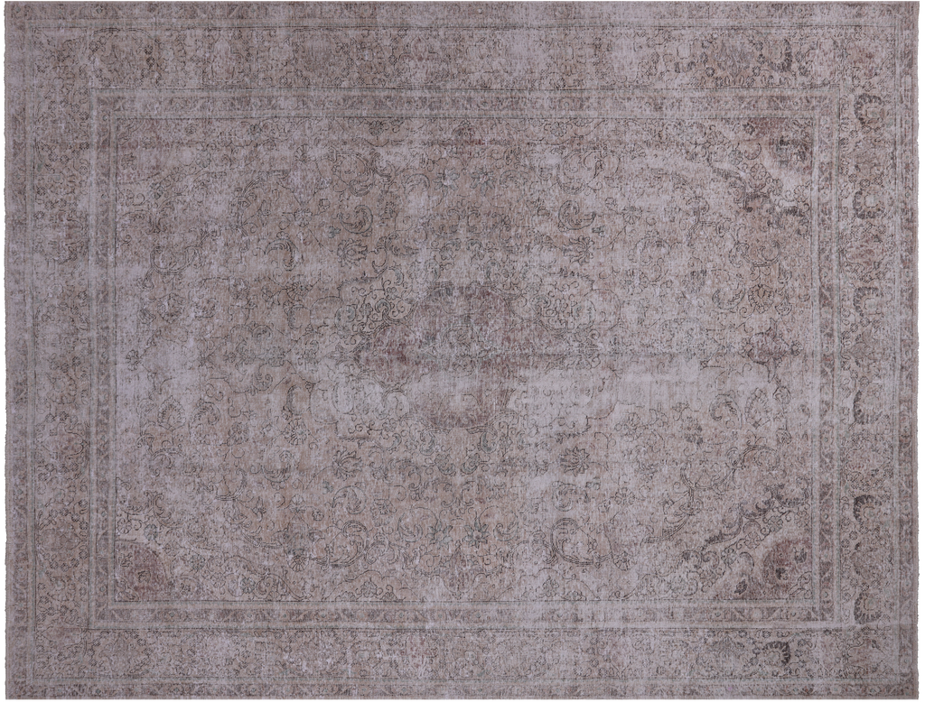 SUPER SALE Ivory Persian Vintage White Wash Handmade Wool Area Rug 	9' 5" X 12' 2" - Q1941