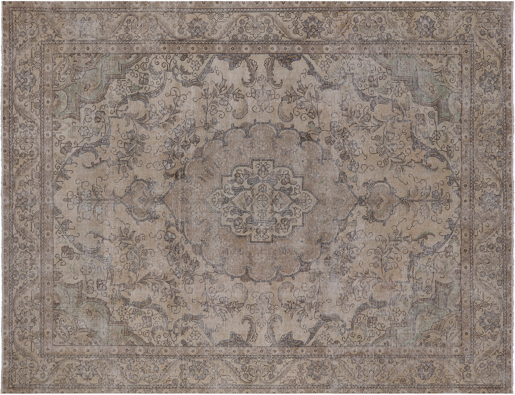 SUPER SALE 9' 5" X 12' 3" Persian Vintage White Wash Handmade Area Rug - Q1942