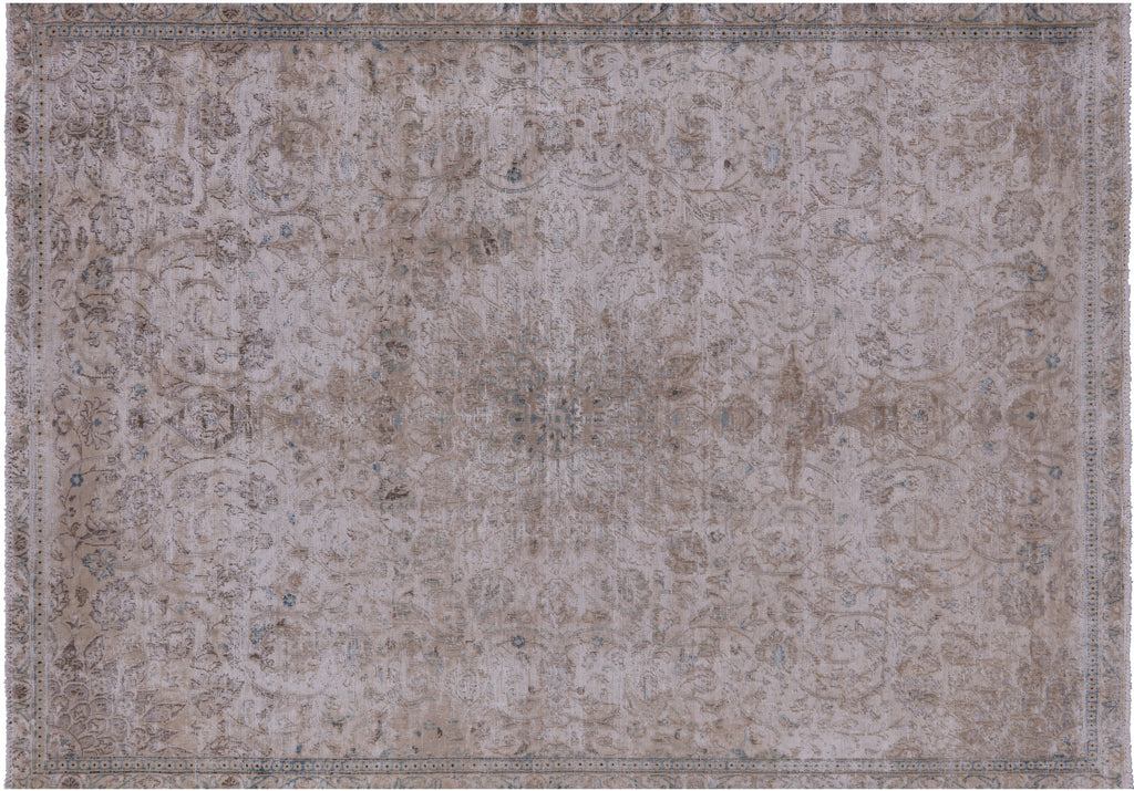 SUPER SALE Ivory 7' 2" X 10' 2" Persian Vintage White Wash Hand Knotted Rug - Q19503