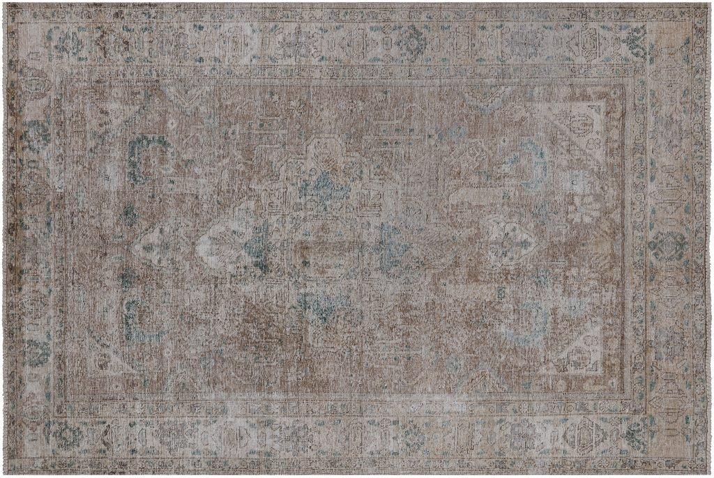 SUPER SALE 6' 6" X 9' 9" Persian Vintage White Wash Hand Knotted Wool Rug - Q19507