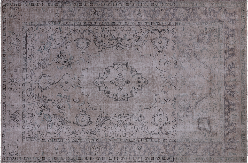 SUPER SALE Ivory Persian Vintage White Wash Handmade Rug 6' 7" X 9' 9" - Q19508
