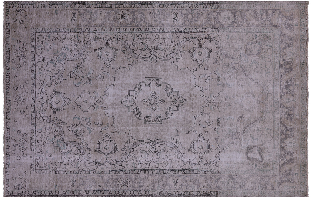 SUPER SALE Ivory Persian Vintage White Wash Handmade Rug 6' 7" X 9' 9" - Q19508