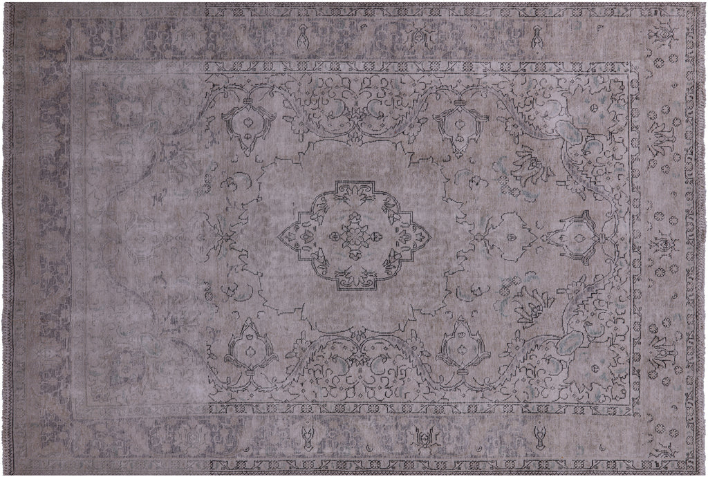 SUPER SALE Ivory 6' 9" X 9' 10" Persian Vintage White Wash Handmade Rug - Q19525