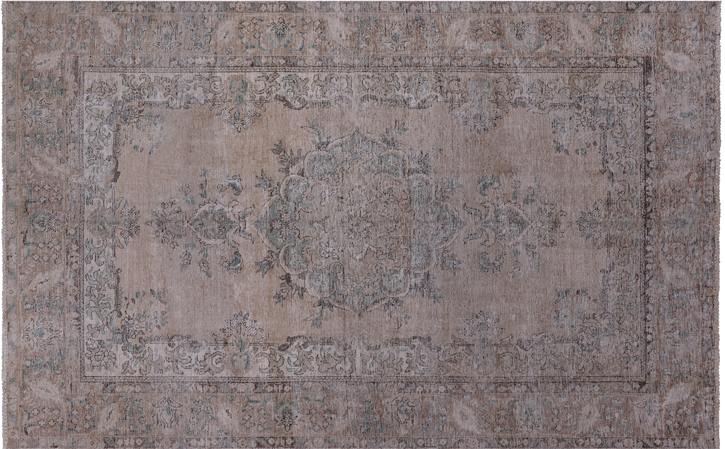 SUPER SALE Ivory Persian Vintage White Wash Hand Knotted Wool Rug 6' 5" X 10' 2" - Q19546