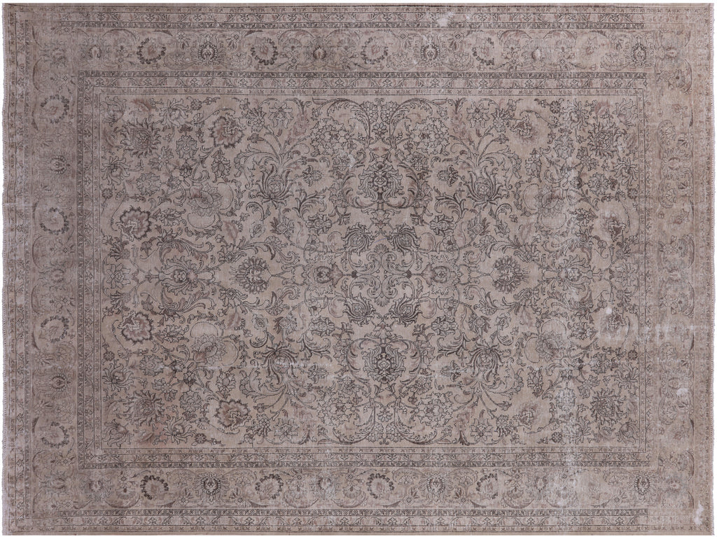 SUPER SALE Ivory Persian Vintage White Wash Hand Knotted Rug 9' 10" X 12' 10" - Q19582
