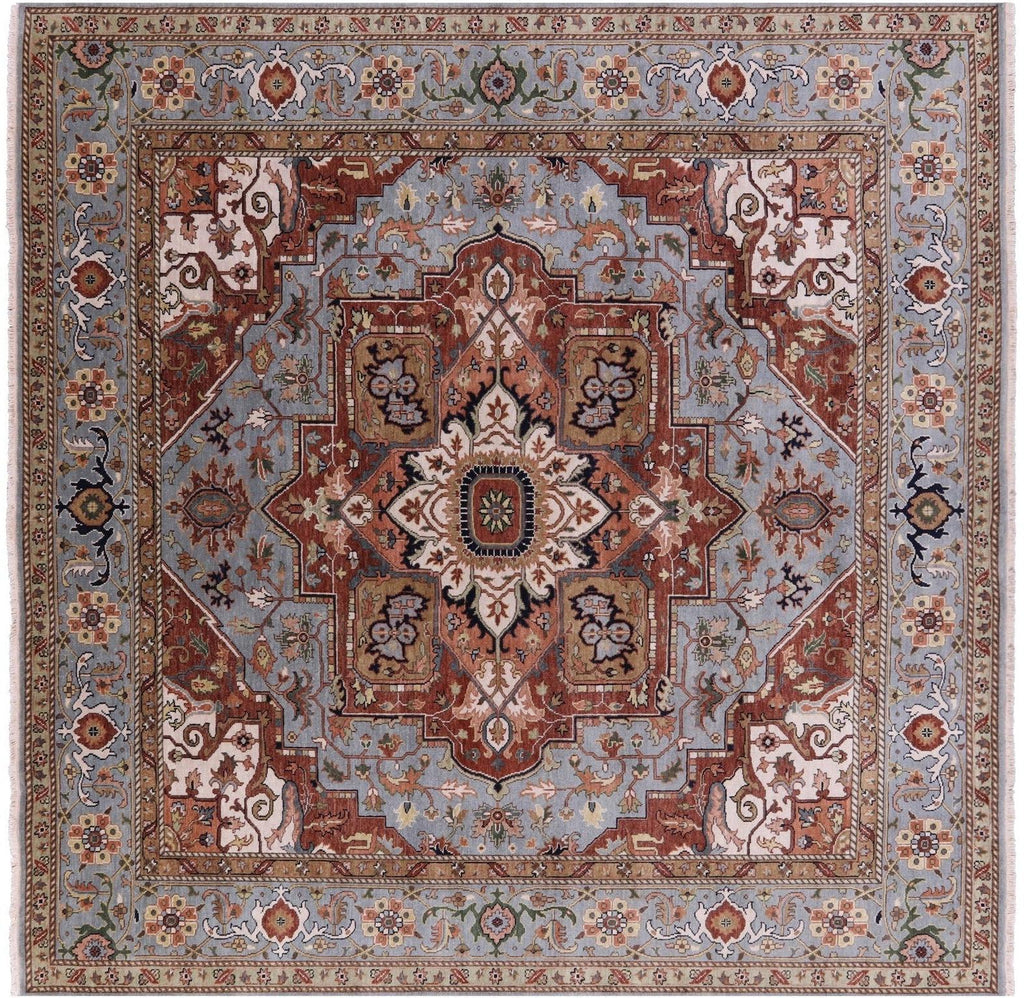Square Hand-Knotted Heriz Serapi Wool Rug - Manhattan Rugs