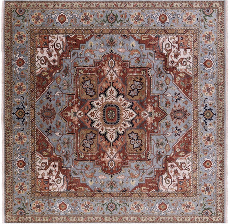 Square Hand-Knotted Heriz Serapi Wool Rug - Manhattan Rugs