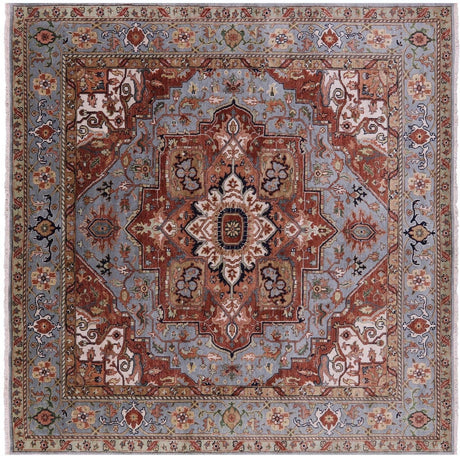 Square Handmade Heriz Serapi Wool Rug - Manhattan Rugs
