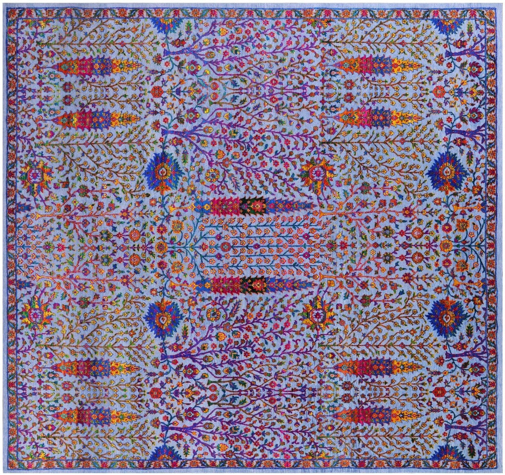 Square Persian Ziegler Hand-Knotted Wool & Silk Rug - Manhattan Rugs