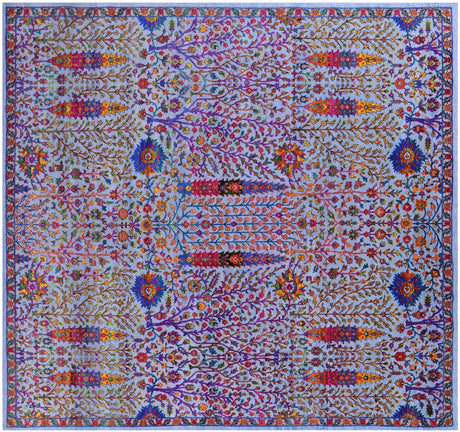 Square Persian Ziegler Hand-Knotted Wool & Silk Rug - Manhattan Rugs