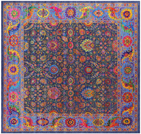 Square Wool & Silk Persian Tabriz Handmade Rug - Manhattan Rugs