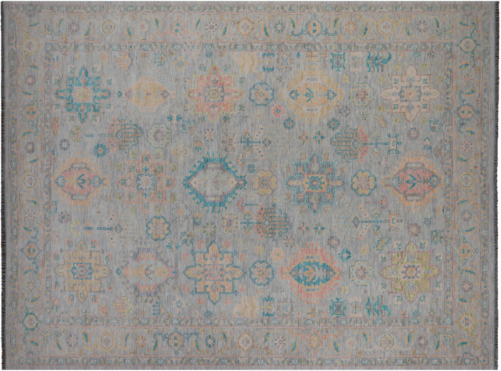 Silver Hand-Knotted Kazak Wool Rug 10' 2" X 14' 0" - Q19756