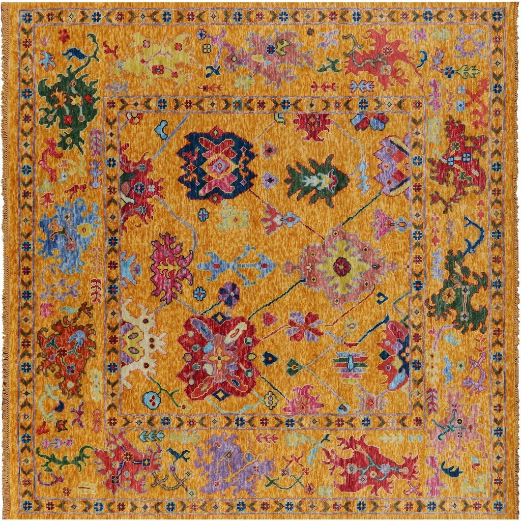 Square Handmade Turkish Oushak Wool Rug - Manhattan Rugs