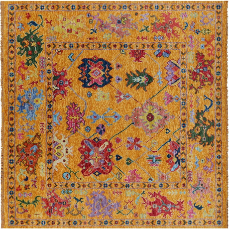 Square Handmade Turkish Oushak Wool Rug - Manhattan Rugs