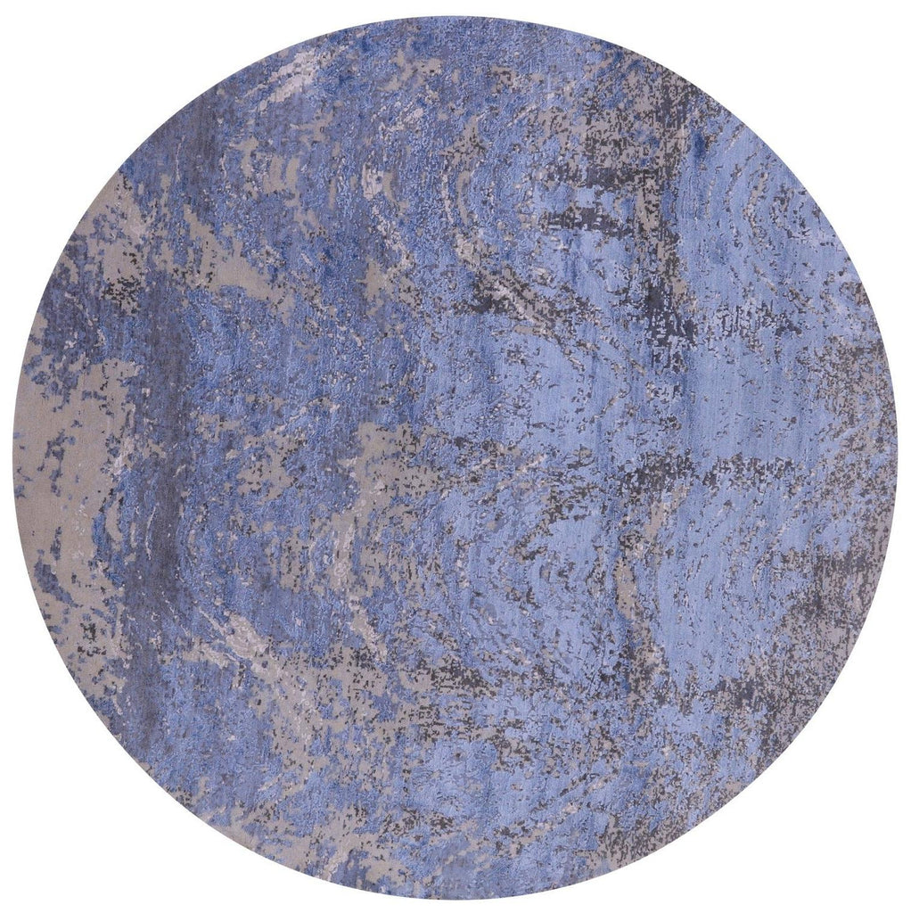 Round Modern Abstract Wool & Silk Hand Knotted Rug - Manhattan Rugs