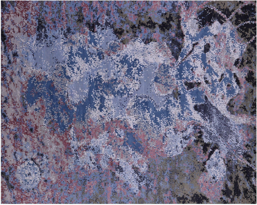 Wool & Silk Hand Knotted Abstract Modern Rug - Manhattan Rugs