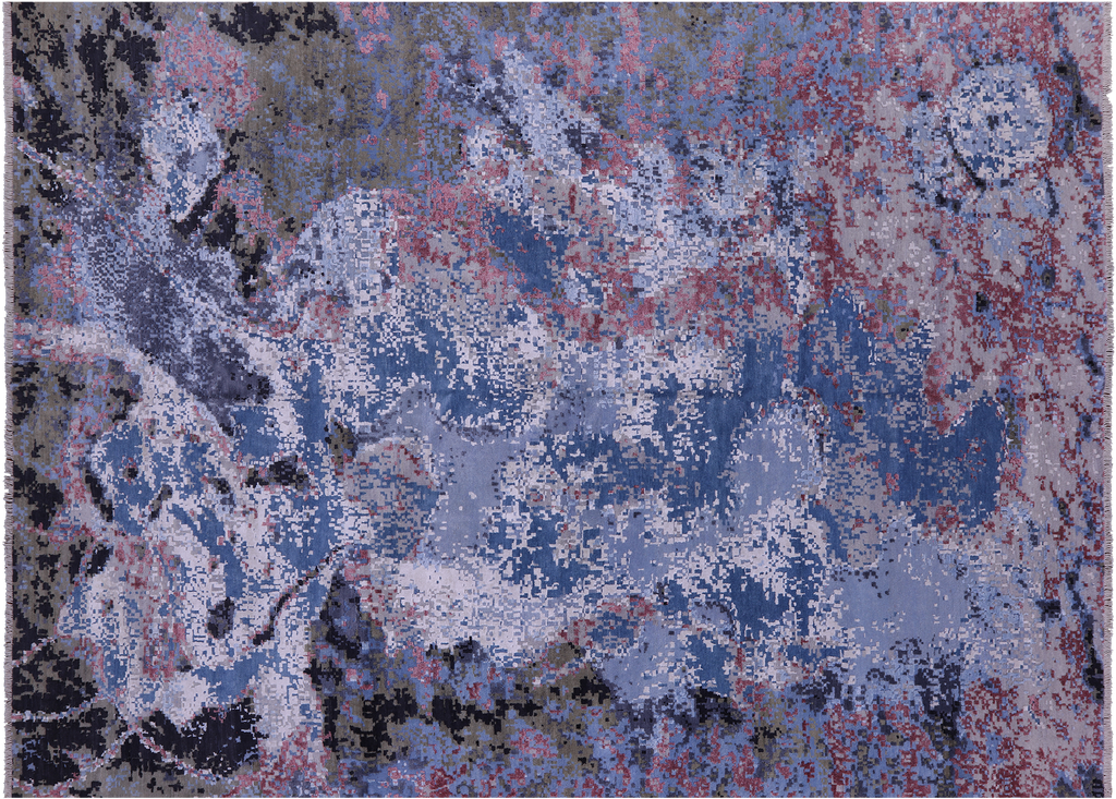 8' 11" X 12' 1" Wool & Silk Abstract Handmade Rug - Q19882