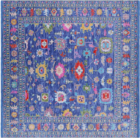 Square Hand Knotted Turkish Oushak Wool Rug - Manhattan Rugs