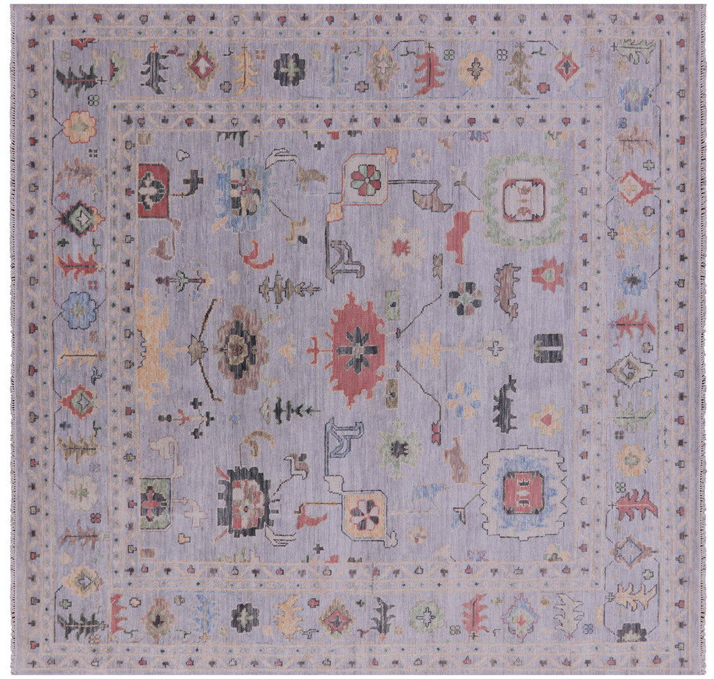 Grey 10' Square Turkish Angora Oushak Hand Knotted Wool Rug - Q19995