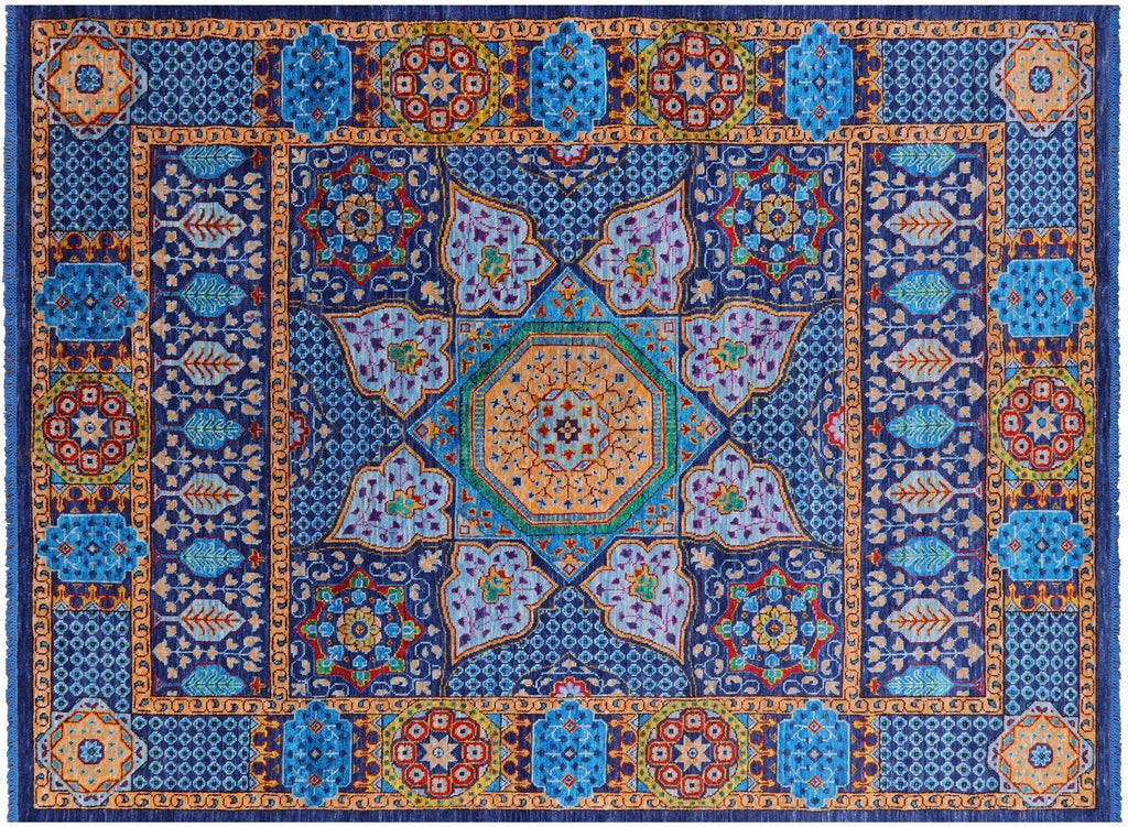 Geometric Mamluk Hand Knotted Wool Rug - Manhattan Rugs