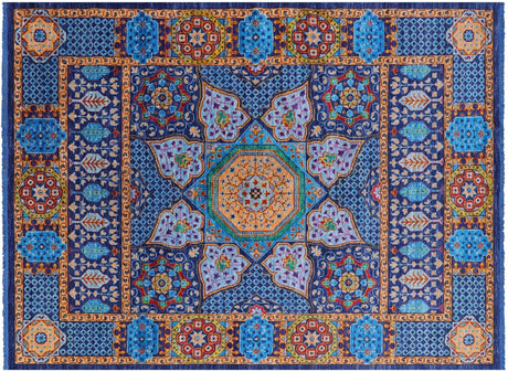 Geometric Mamluk Hand Knotted Wool Rug - Manhattan Rugs