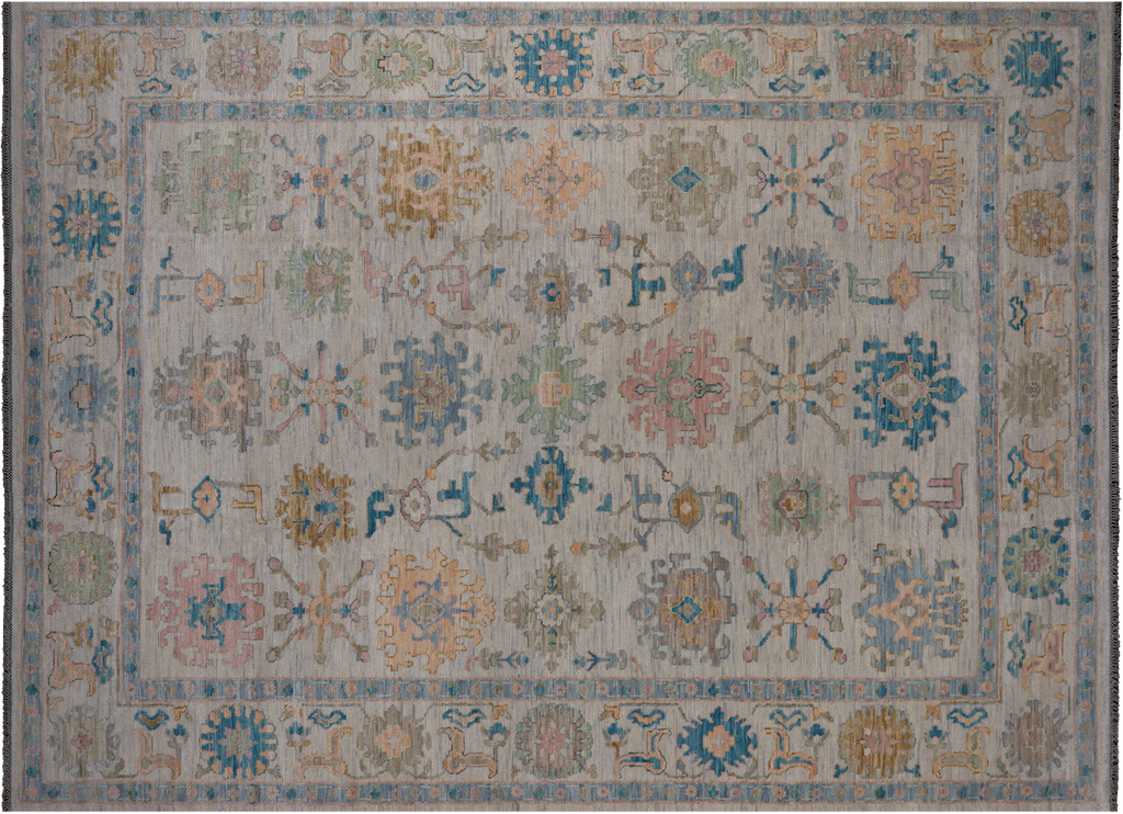 SUPER SALE Ivory Turkish Angora Oushak Hand-Knotted Wool Rug 10' 1" X 14' 0" - Q20071