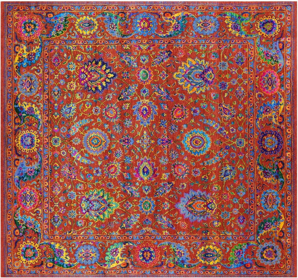 Square Persian Tabriz Handmade Wool & Silk Rug - Manhattan Rugs